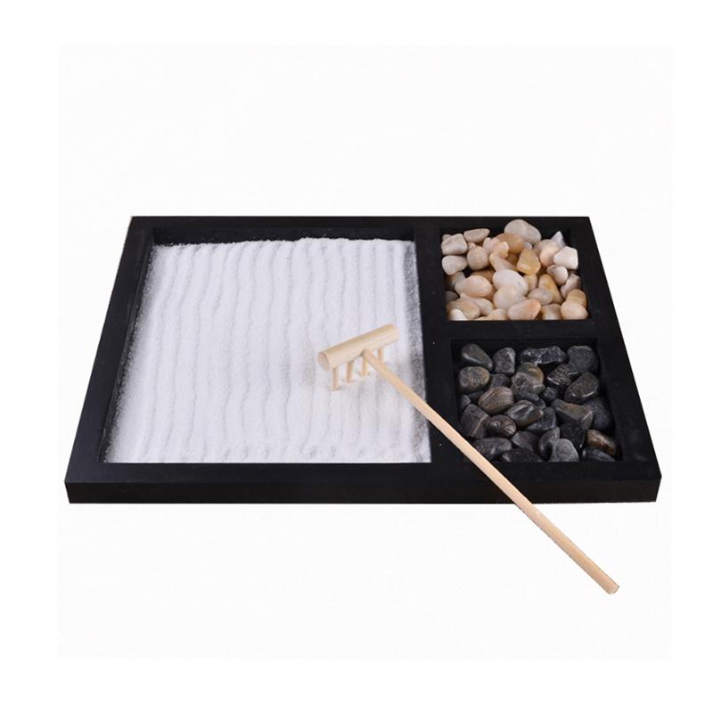 Zen Garden Sand Kit Tabletop Meditation Tray Stones Rake ...