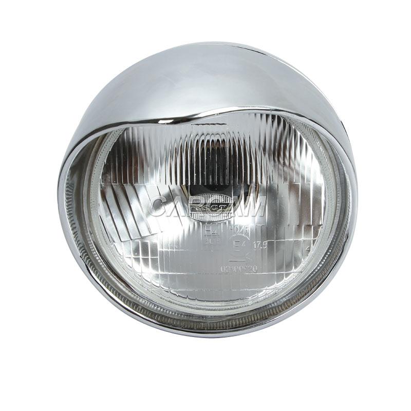 Universal Motorcycle Headlight Assembly Chrome Custom Cruiser Touring ...